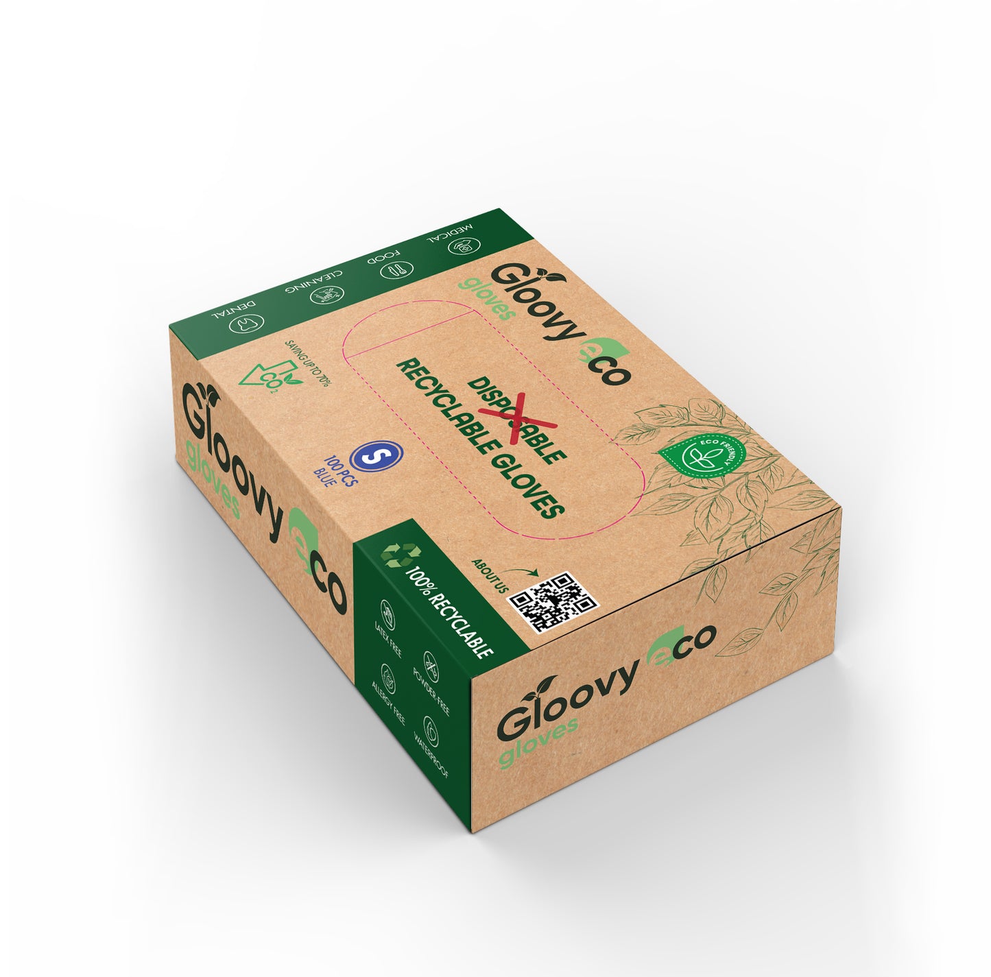 Sample doosje op aanvraag - 100x Duurzame - Gloovy - Eco Gloves - Blauw