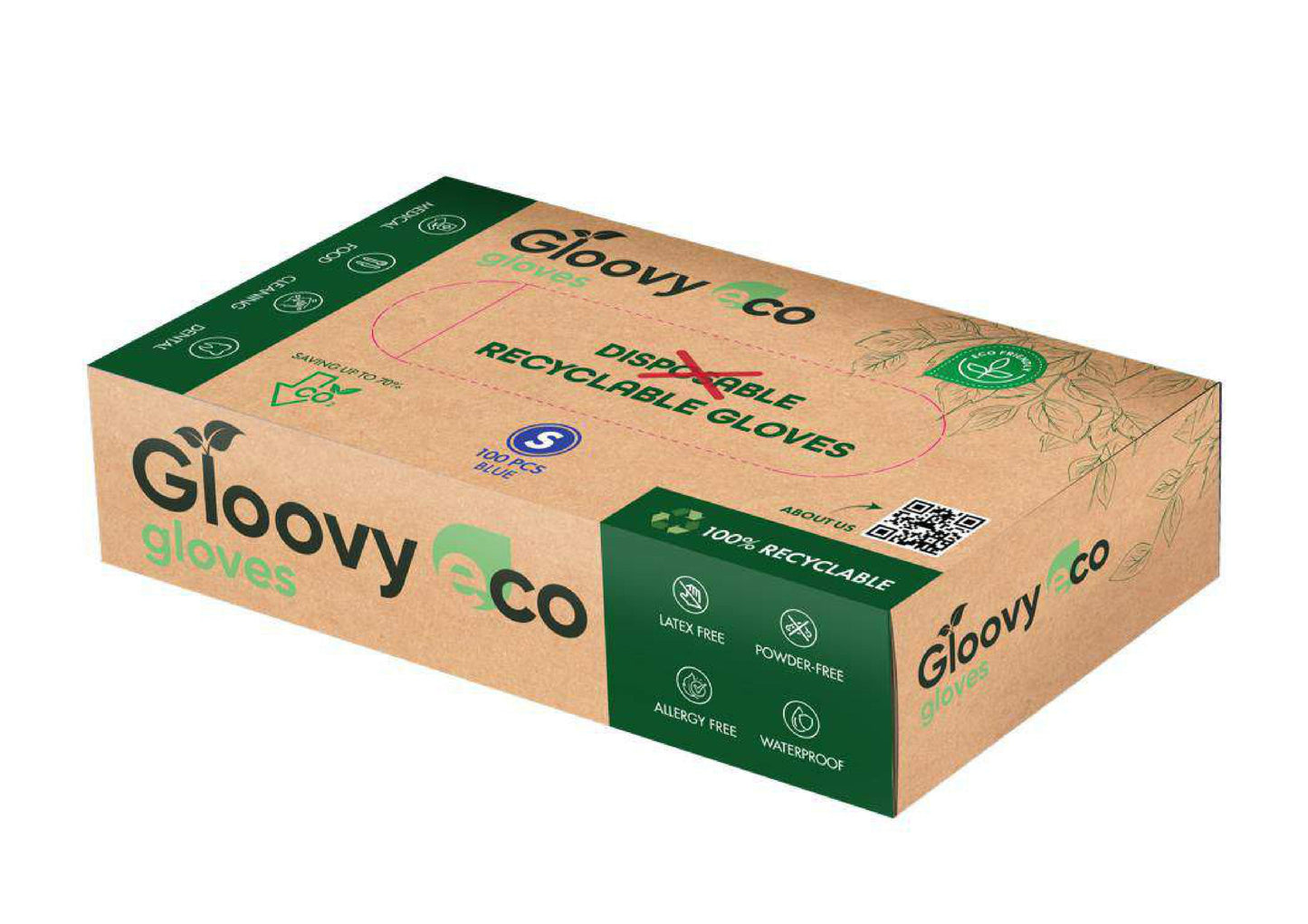 Gloovy - Eco Gloves - blauwe handschoenen - voordeelpakket 10/omdoos - Sample