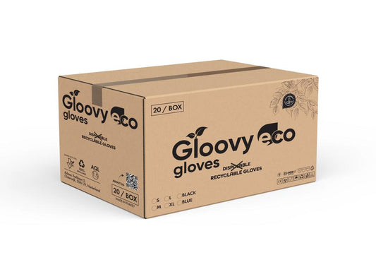 Sample box on request - Gloovy - Eco Gloves - black gloves - value package 10/outer box